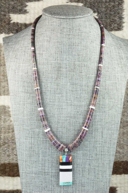 Spiny Oyster Necklace & Multi Stone Pendant - Torevia Crespin
