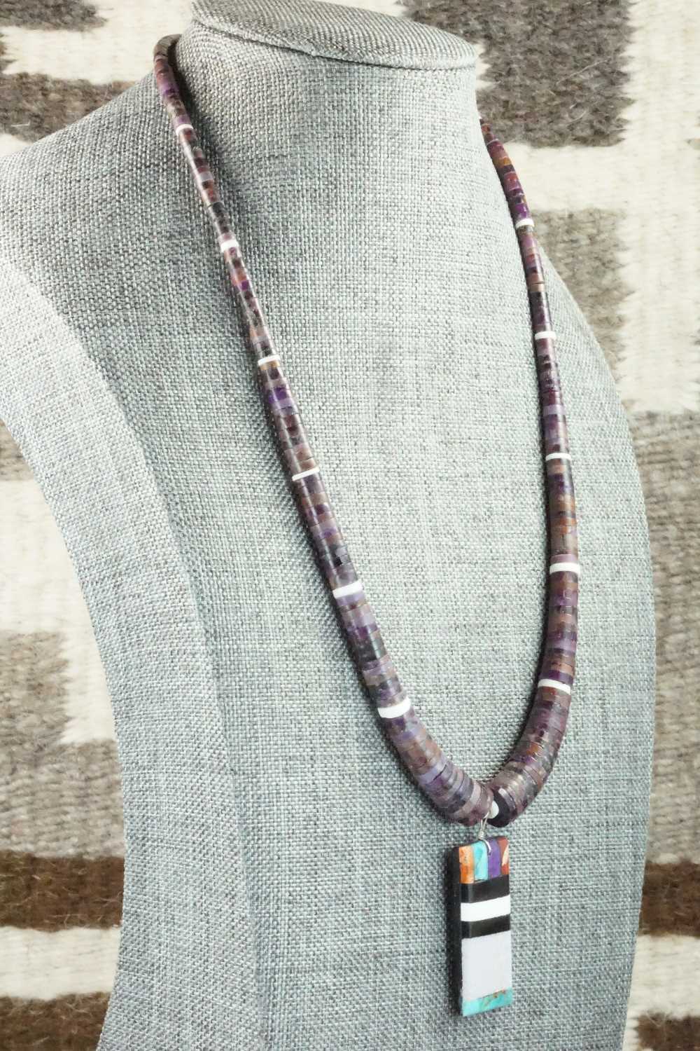 Spiny Oyster Necklace & Multi Stone Pendant - Torevia Crespin
