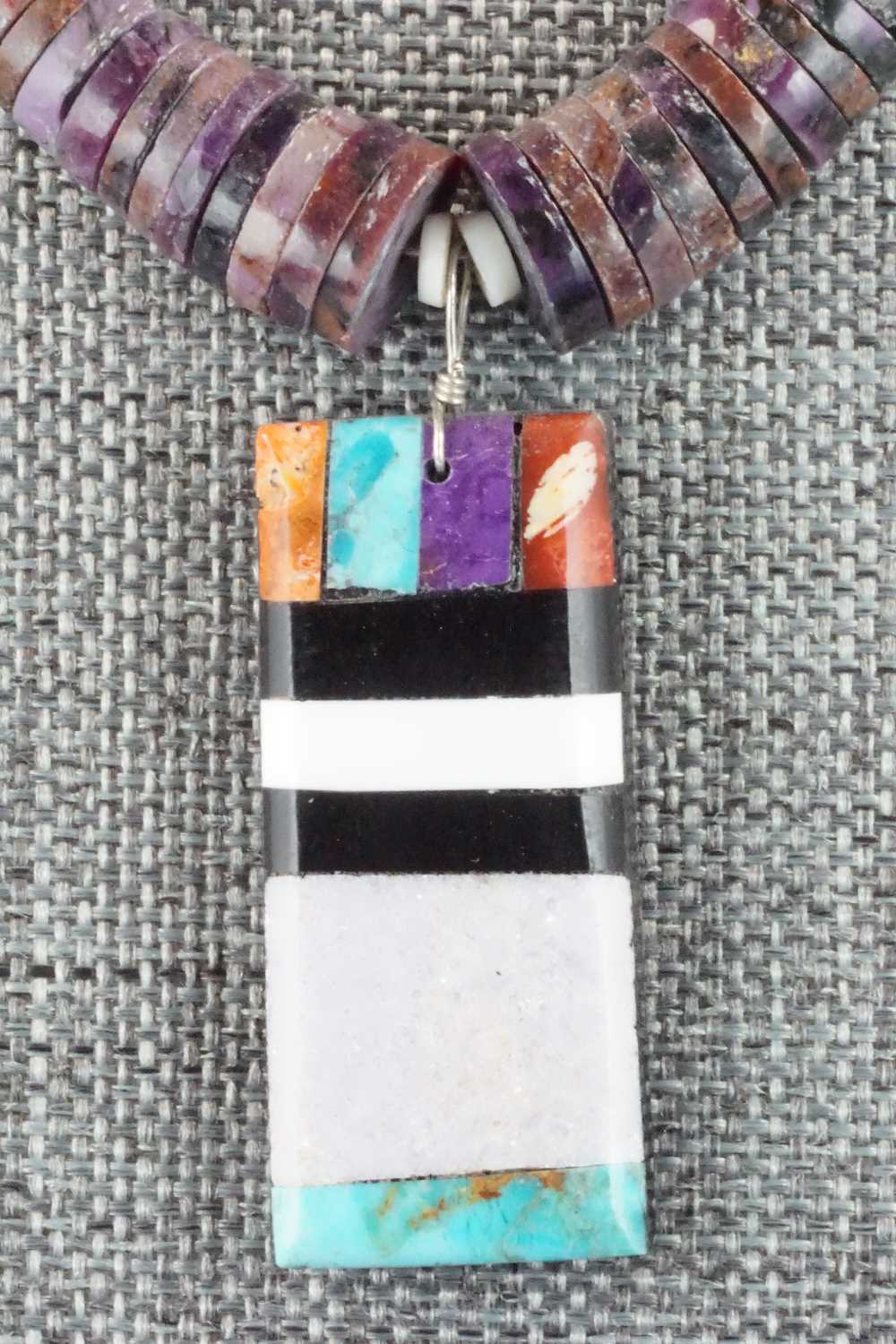 Spiny Oyster Necklace & Multi Stone Pendant - Torevia Crespin