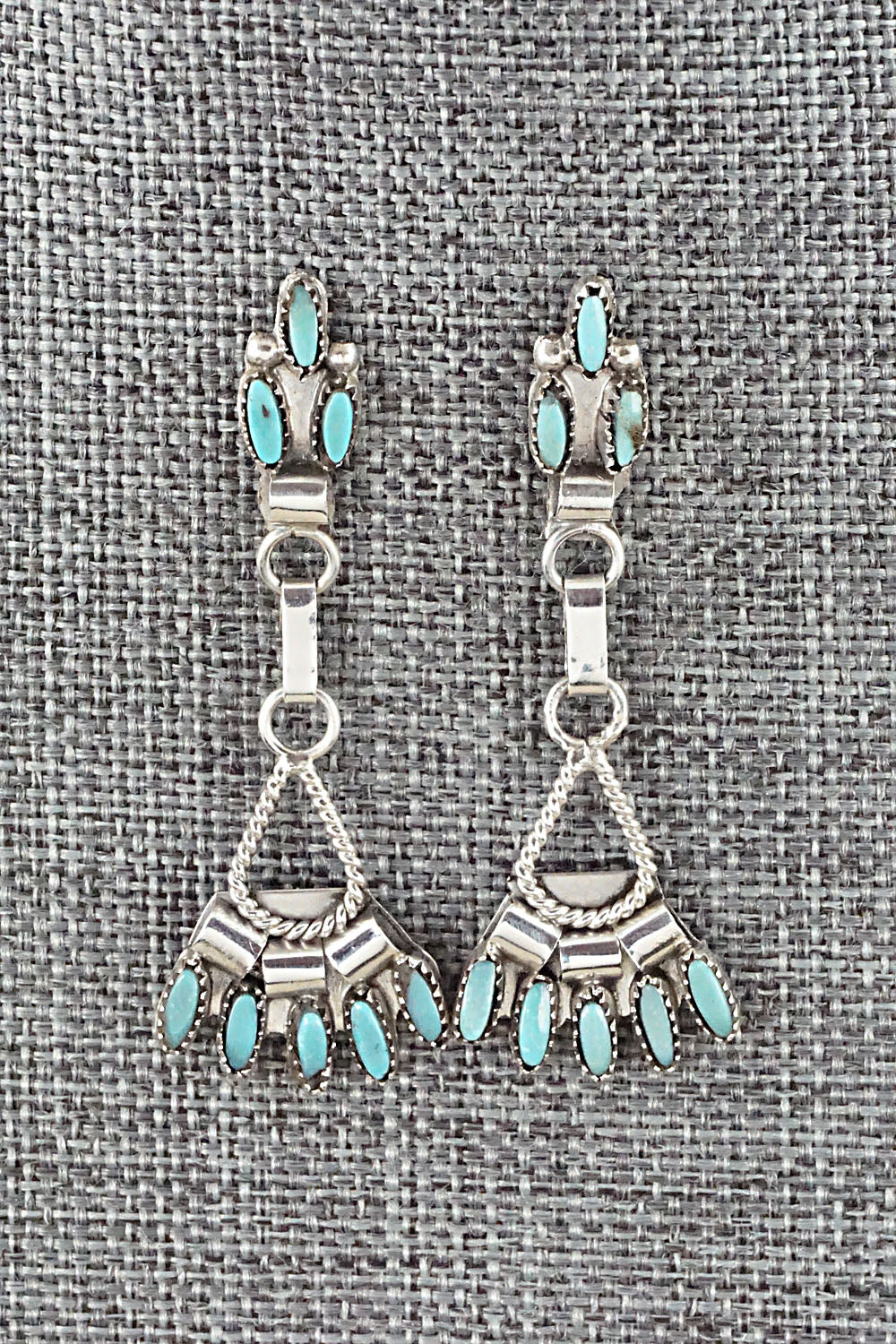 Turquoise & Sterling Silver Necklace and Earrings Set - Evonne Hustito