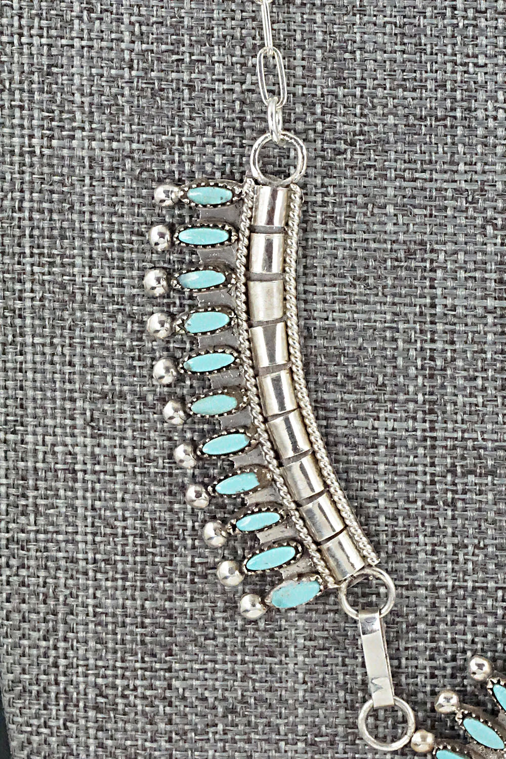 Turquoise & Sterling Silver Necklace and Earrings Set - Evonne Hustito
