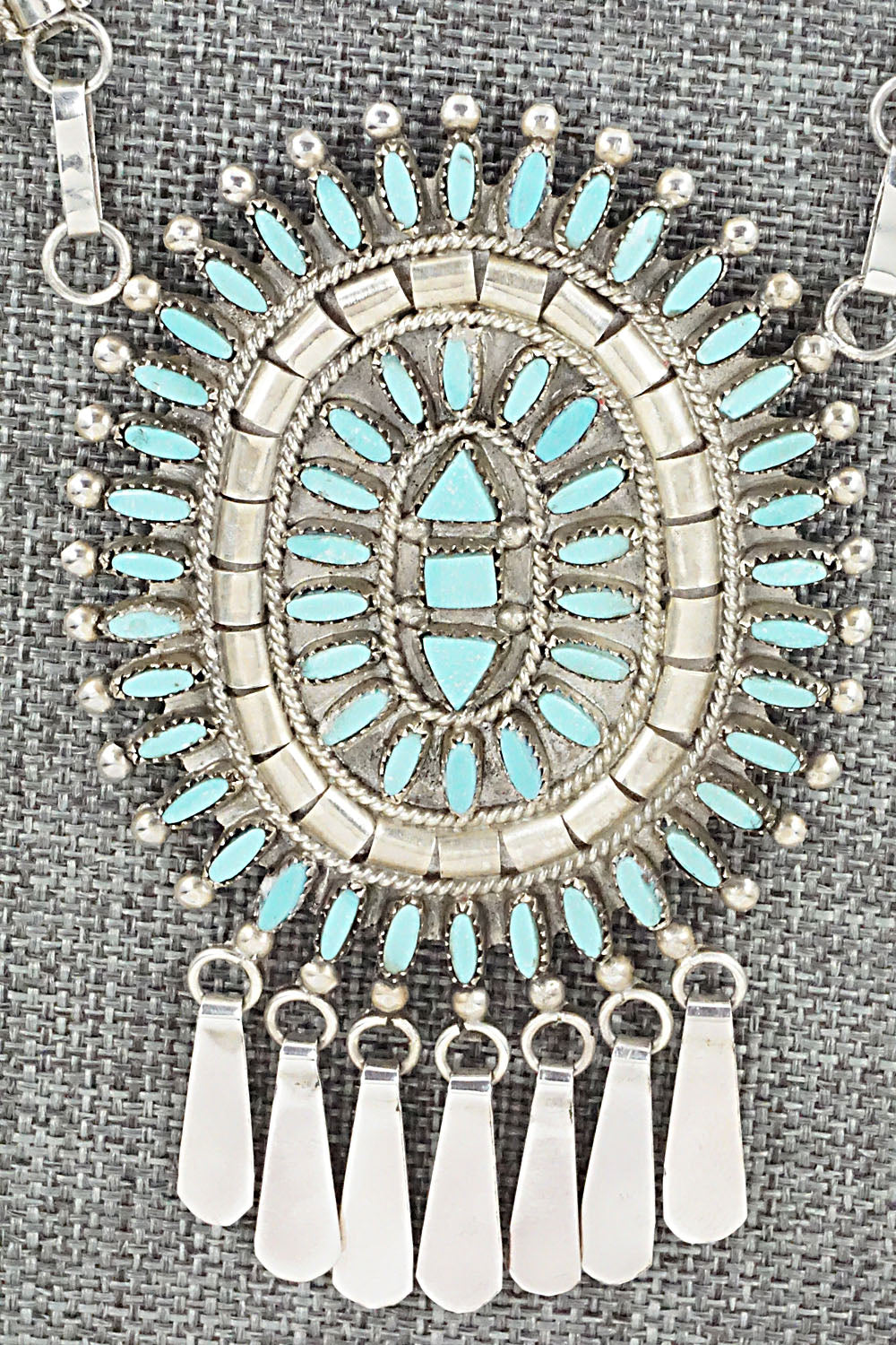 Turquoise & Sterling Silver Necklace and Earrings Set - Evonne Hustito