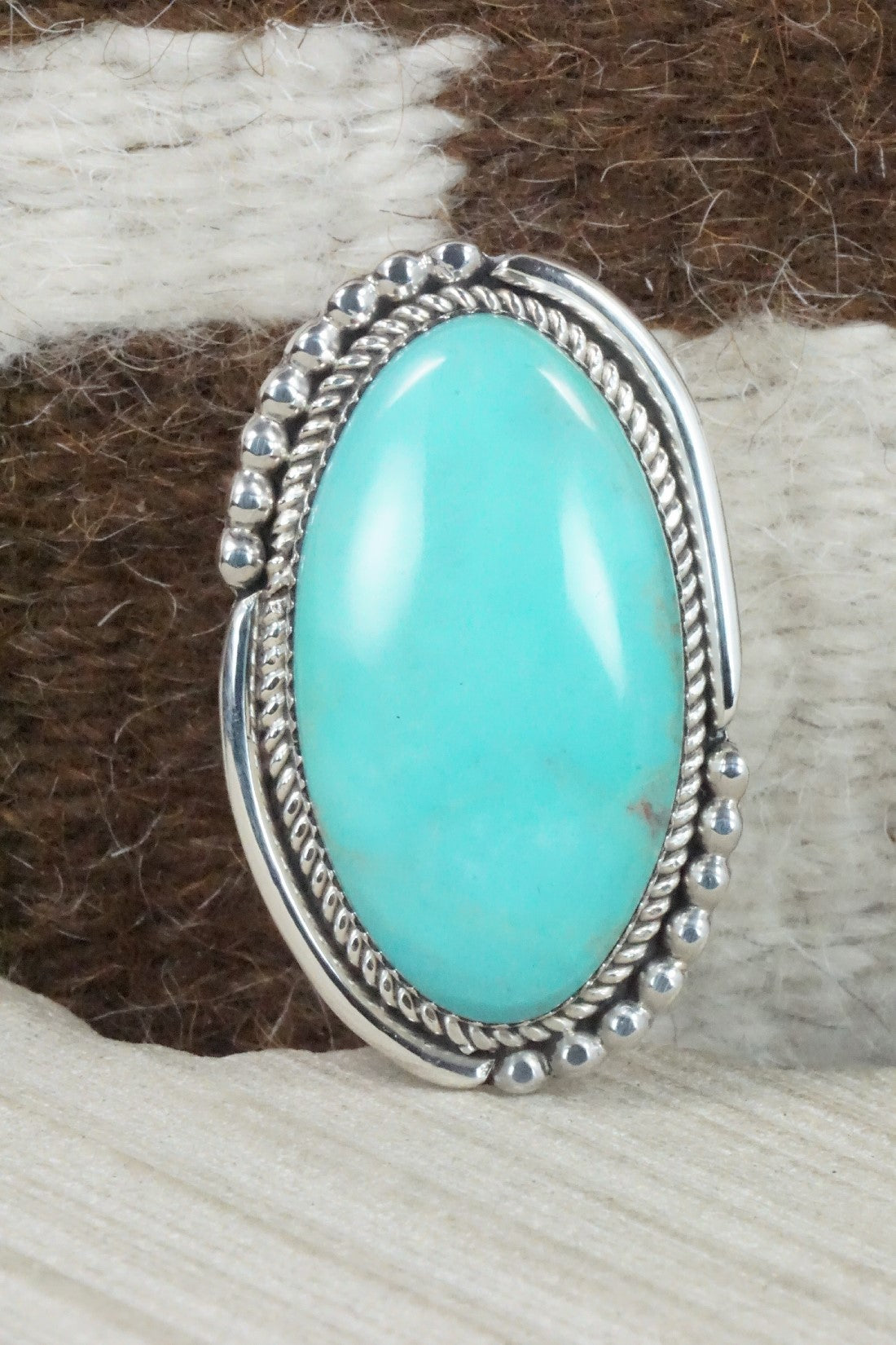 Turquoise & Sterling Silver Ring - Kenny Calavaza - Size 6.75