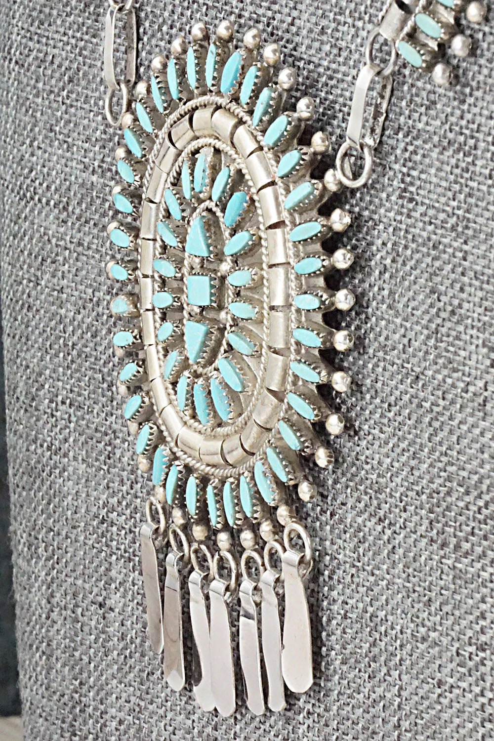 Turquoise & Sterling Silver Necklace and Earrings Set - Evonne Hustito