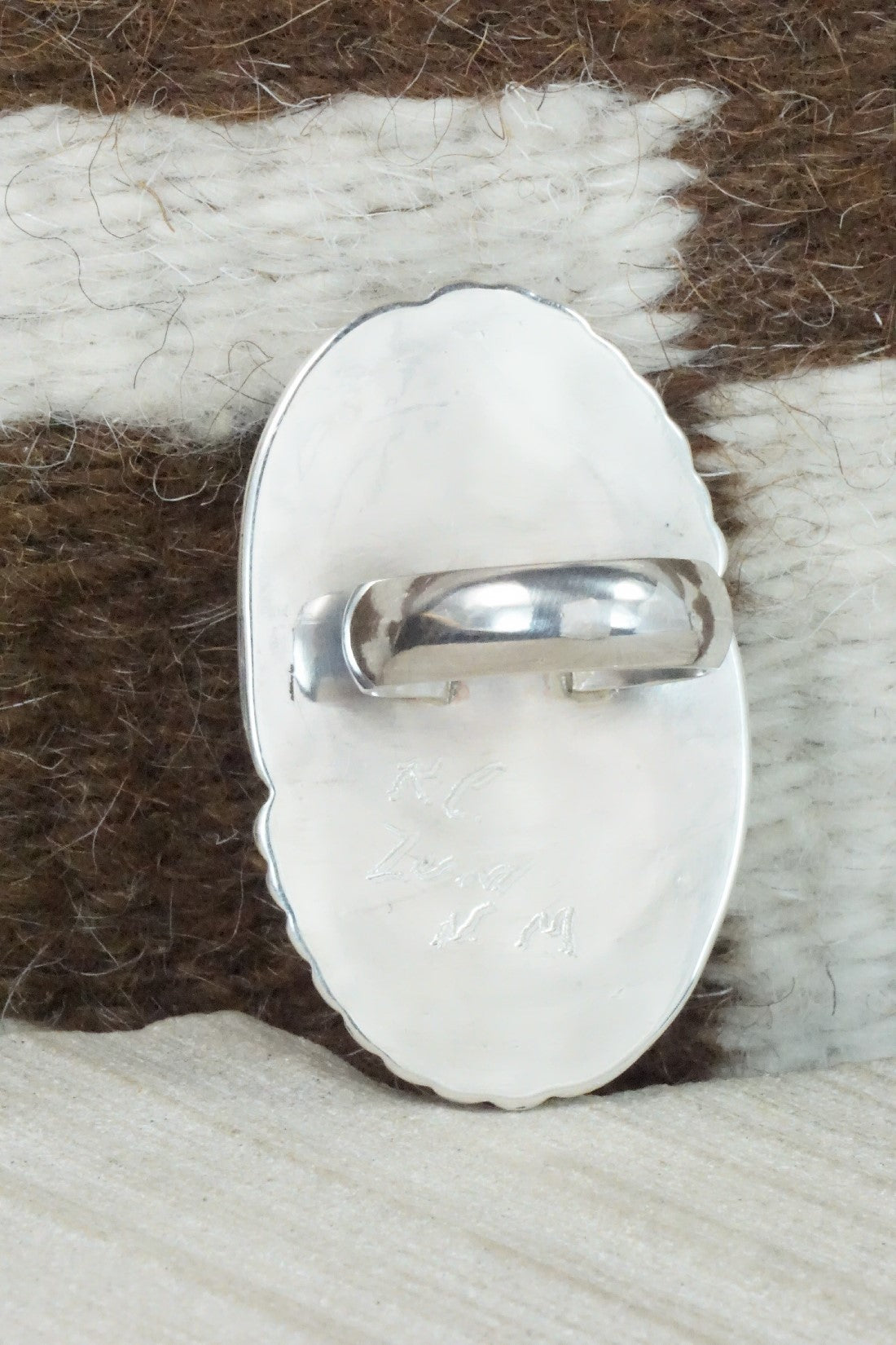 Turquoise & Sterling Silver Ring - Kenny Calavaza - Size 6.75
