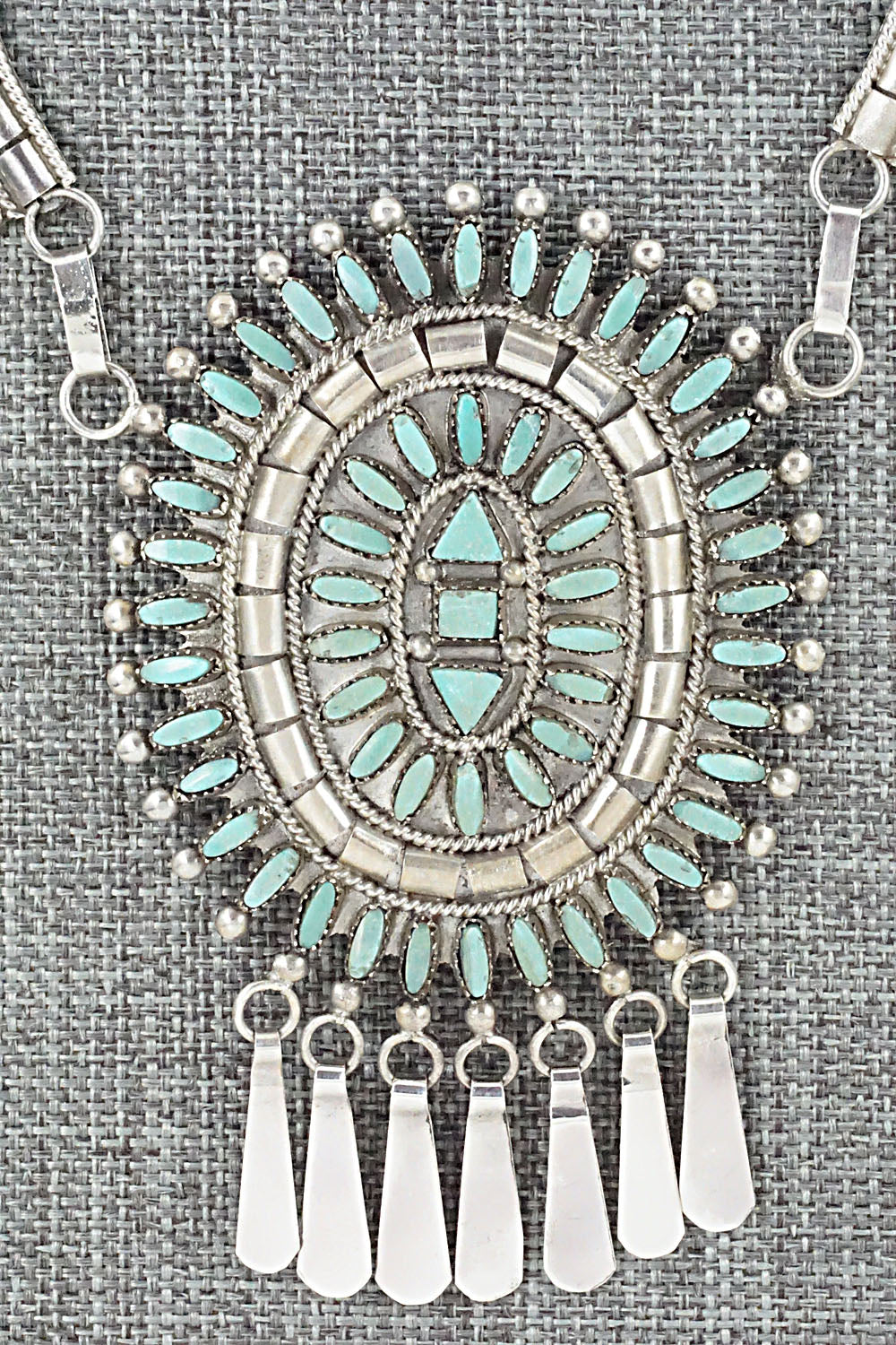 Turquoise & Sterling Silver Necklace and Earrings Set - Evonne Hustito