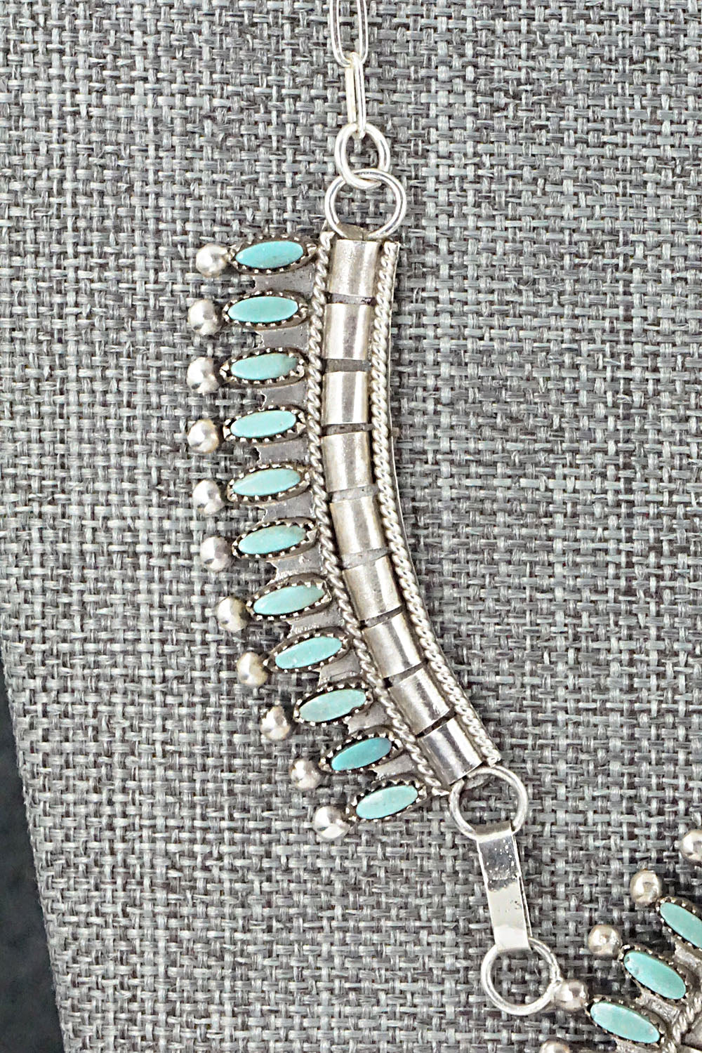 Turquoise & Sterling Silver Necklace and Earrings Set - Evonne Hustito