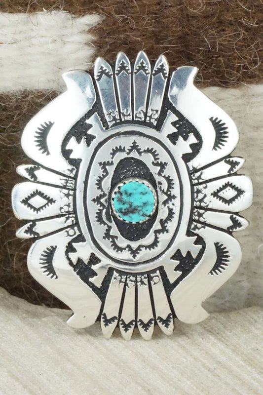 Turquoise & Sterling Silver Ring - Richard Singer - Size 8