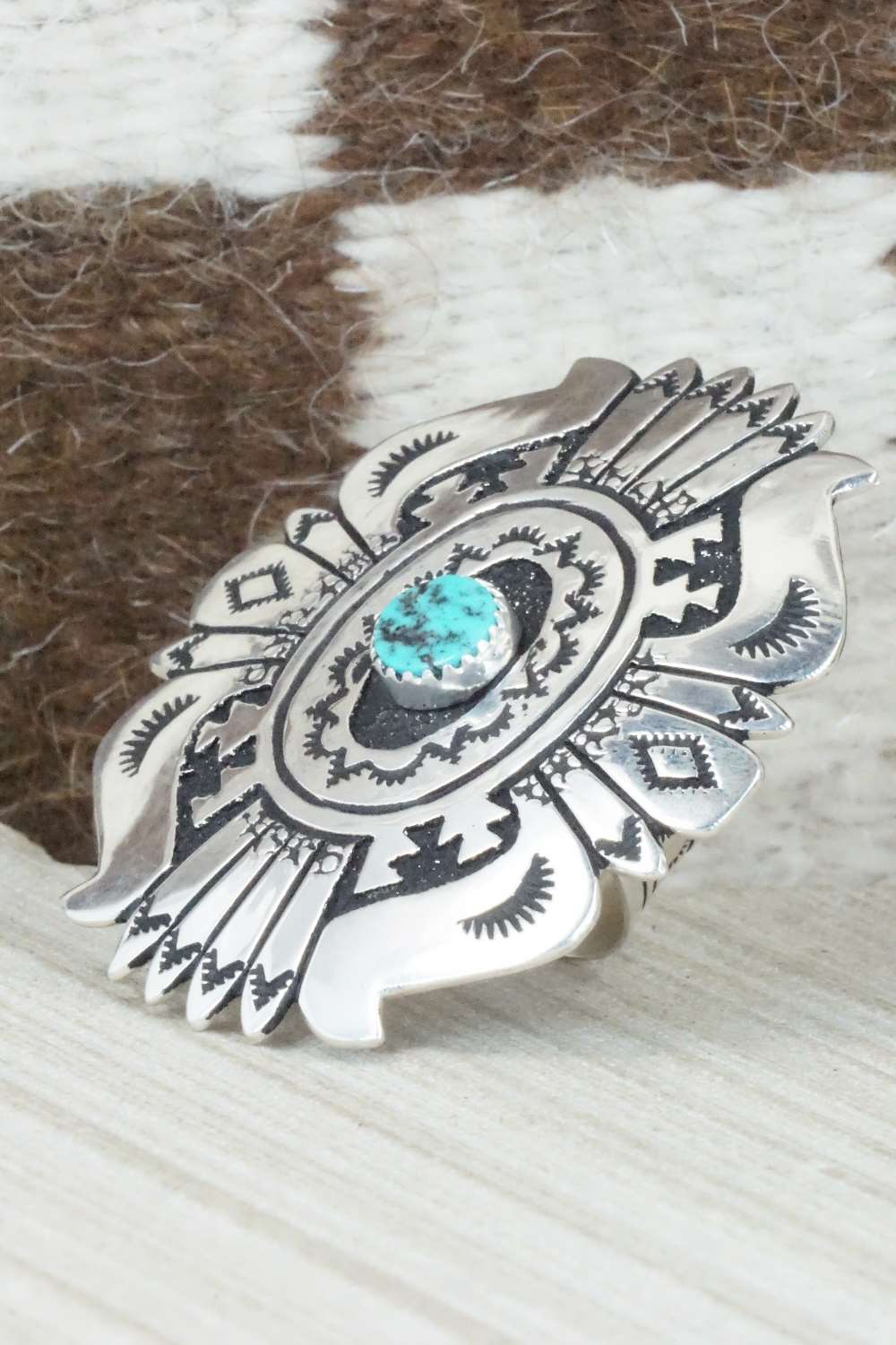 Turquoise & Sterling Silver Ring - Richard Singer - Size 8