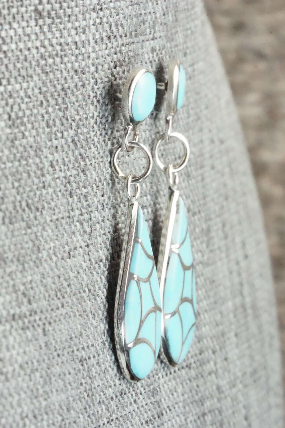 Turquoise & Sterling Silver Earrings - Delorna Lahi