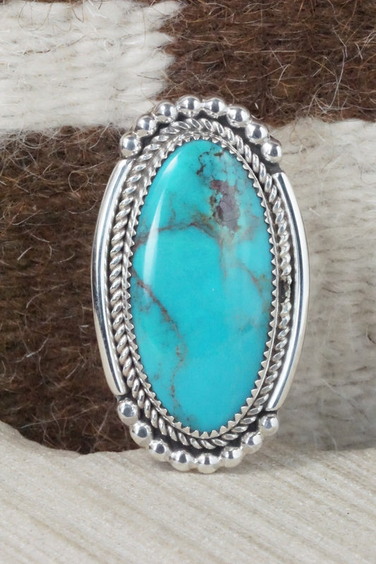 Turquoise & Sterling Silver Ring - Kenny Calavaza - Size 6.75