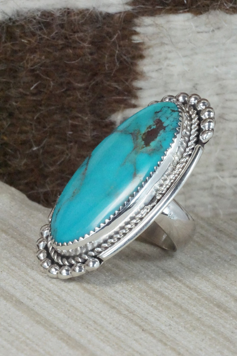 Turquoise & Sterling Silver Ring - Kenny Calavaza - Size 6.75