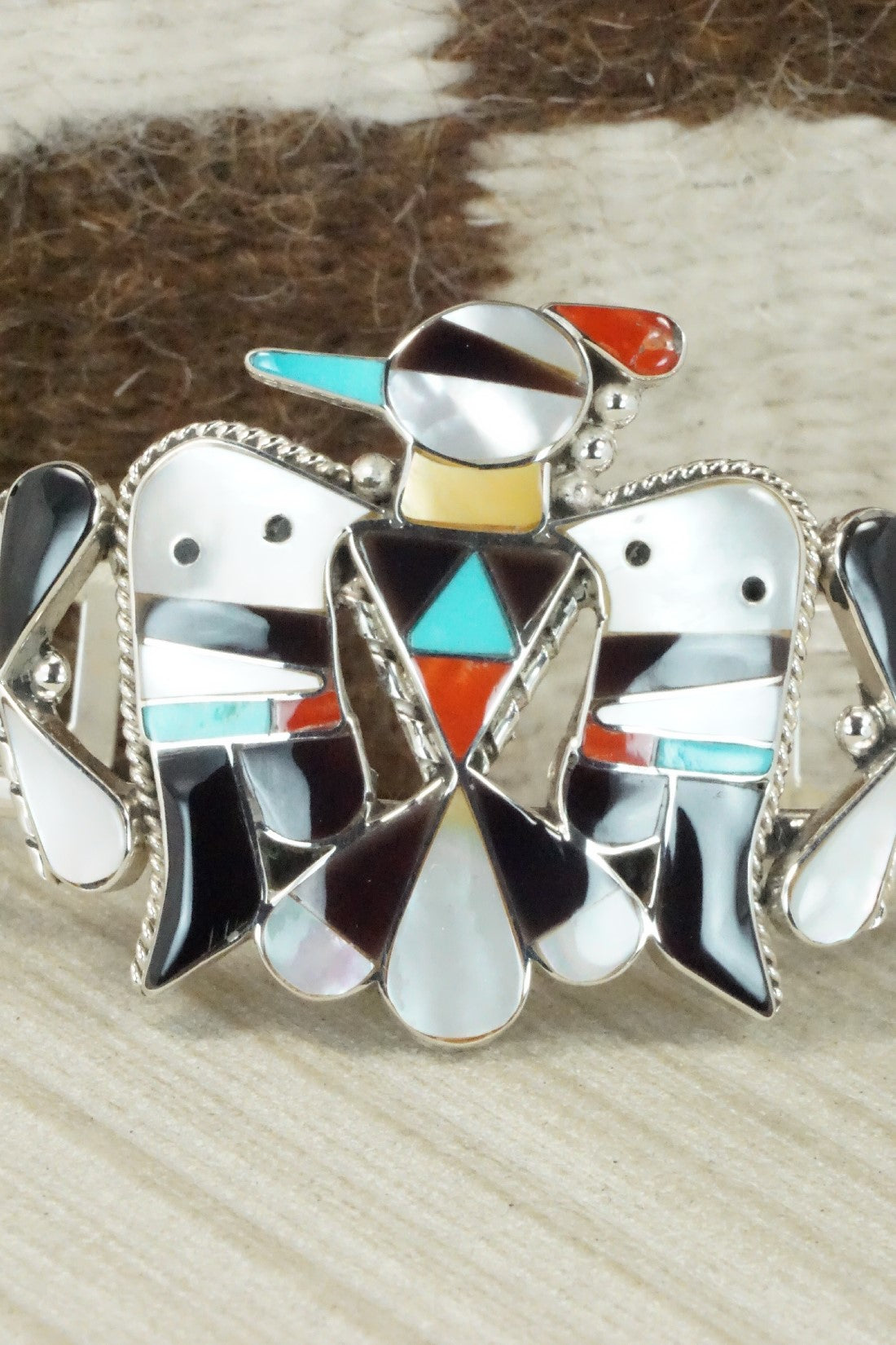 Multi Stone & Sterling Silver Inlay Bracelet - Bobby Shack