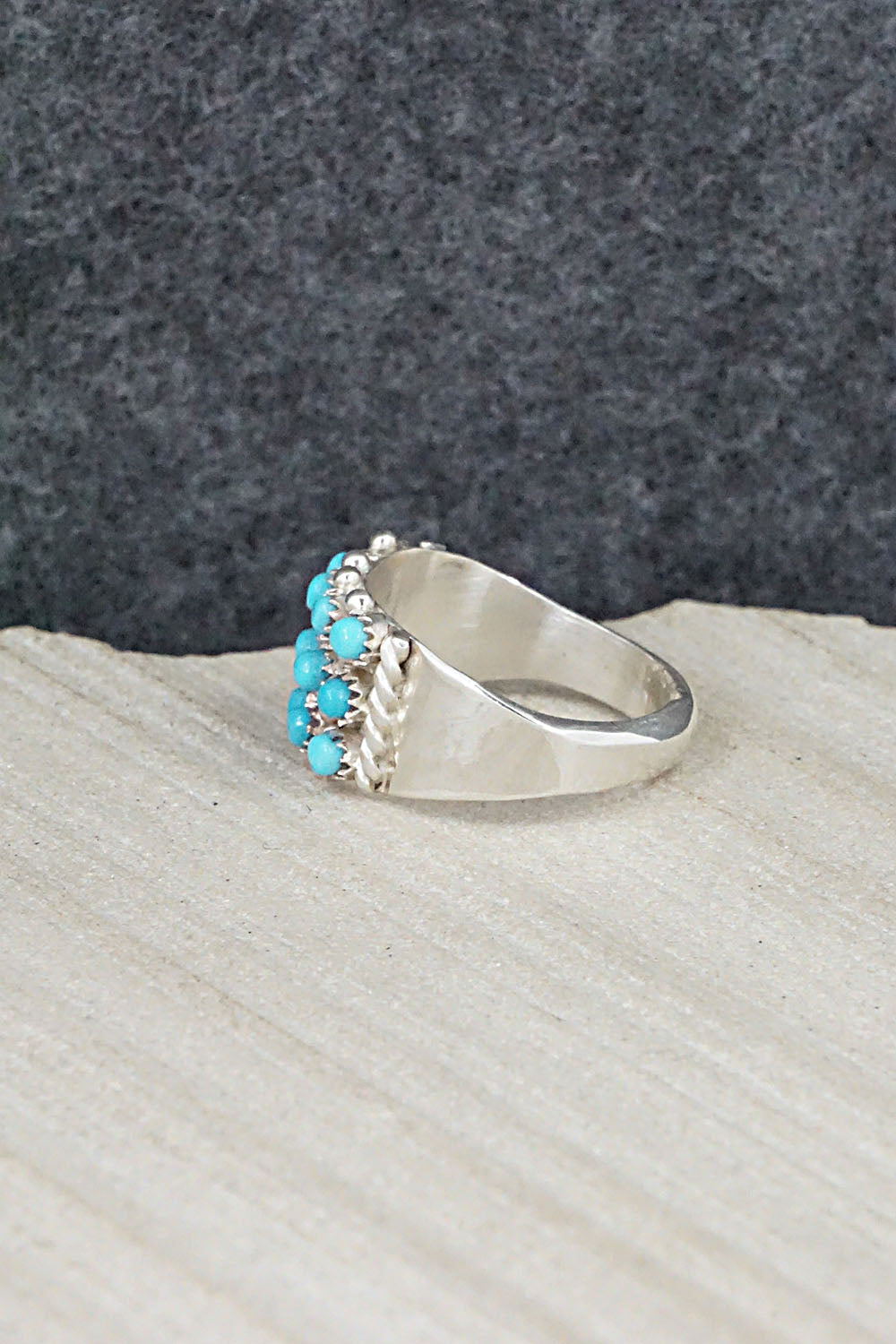 Turquoise & Sterling Silver Ring - April Haloo - Size 6