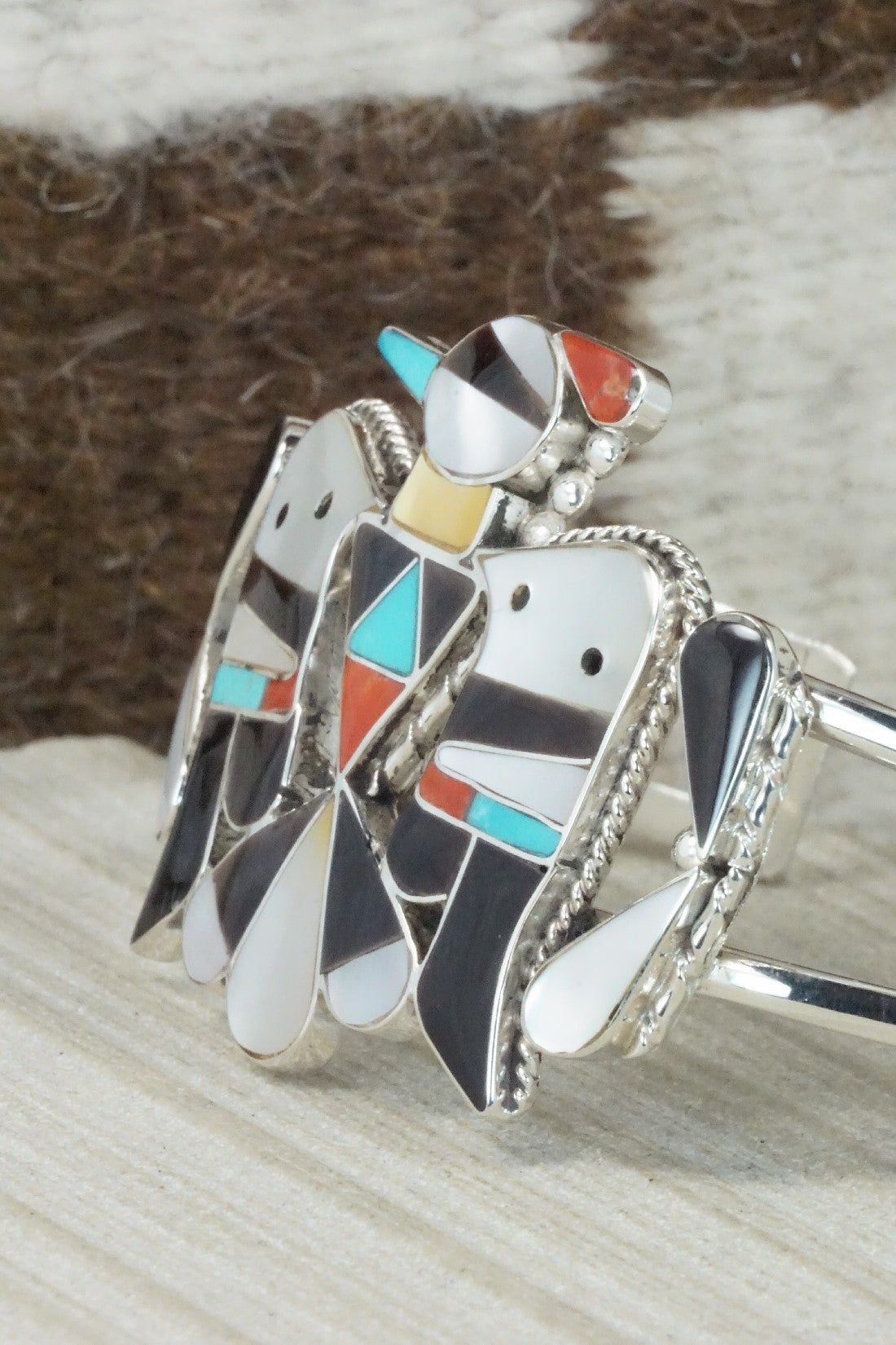 Multi Stone & Sterling Silver Inlay Bracelet - Bobby Shack
