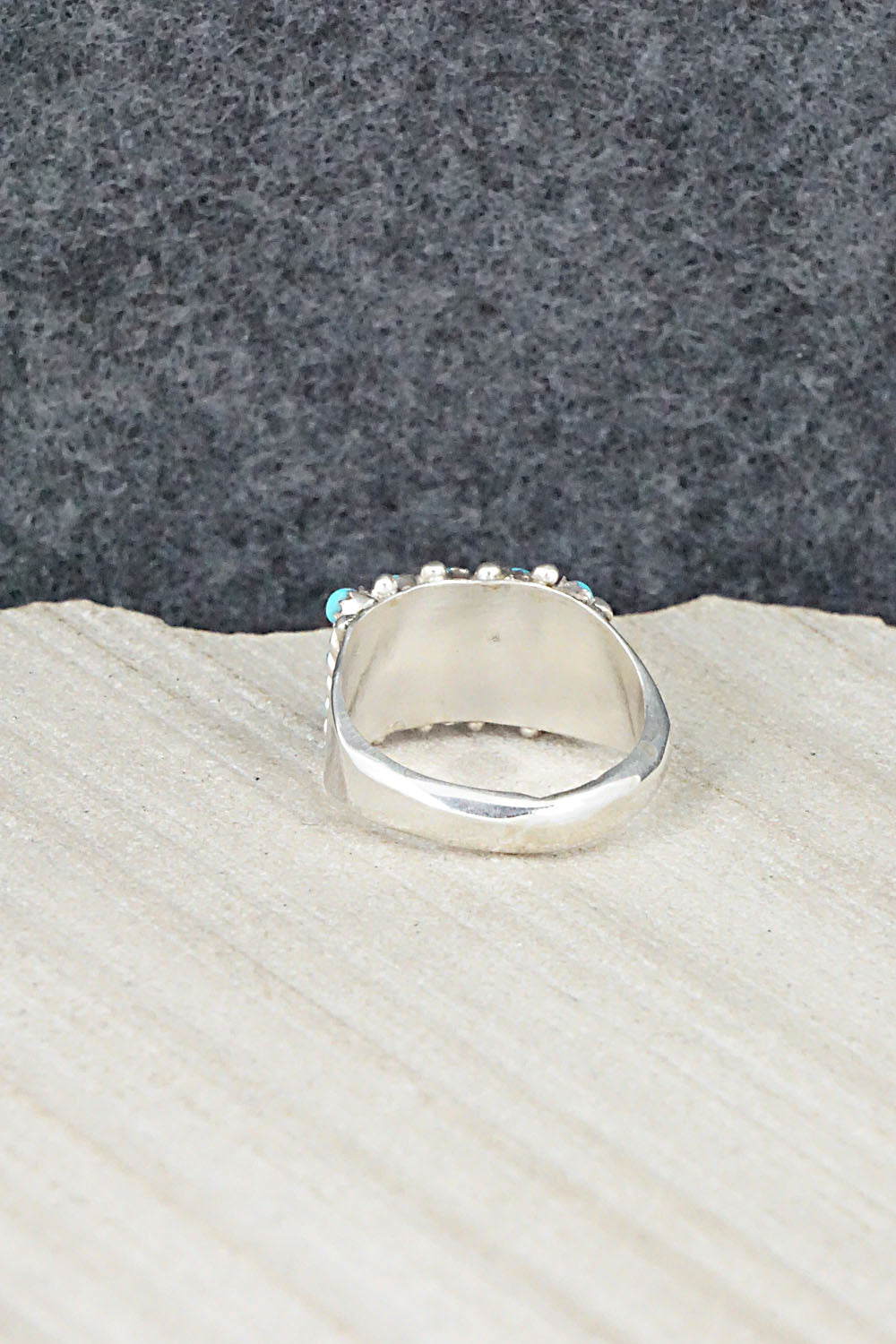 Turquoise & Sterling Silver Ring - April Haloo - Size 6