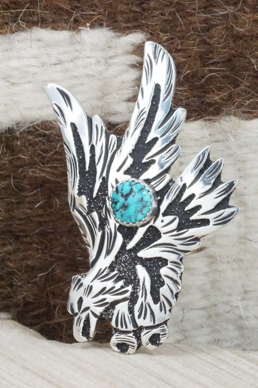 Turquoise & Sterling Silver Ring - Richard Singer - Size 8
