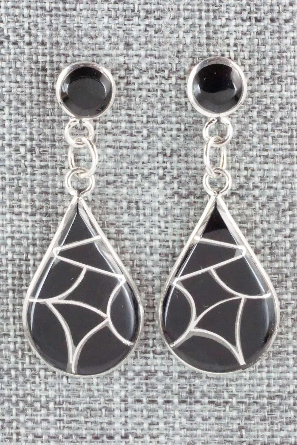 Onyx & Sterling Silver Earrings - Delorna Lahi