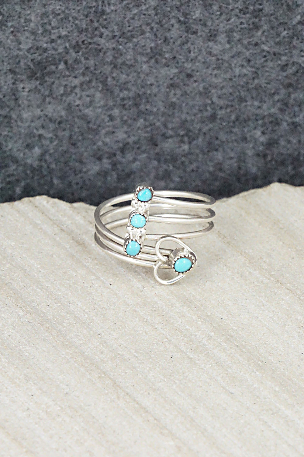 Turquoise & Sterling Silver Ring - Hazel Pablito - Size 7.5