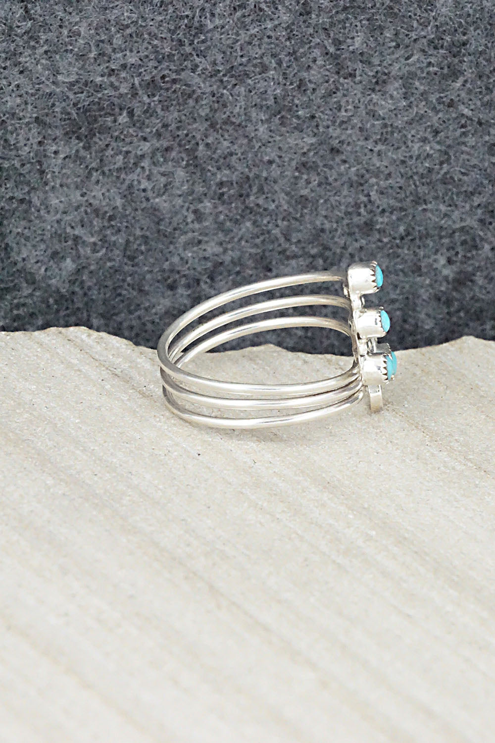 Turquoise & Sterling Silver Ring - Hazel Pablito - Size 7.5