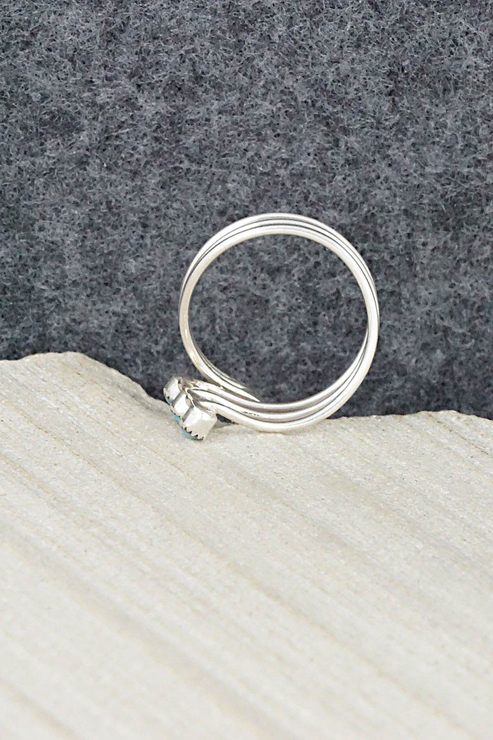 Turquoise & Sterling Silver Ring - Hazel Pablito - Size 7.5