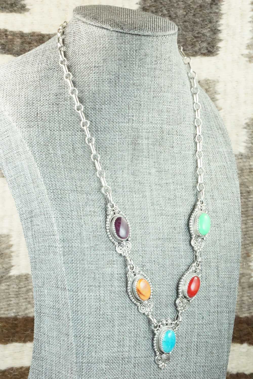 Multi Stone & Sterling Silver Necklace - Roie Jaque