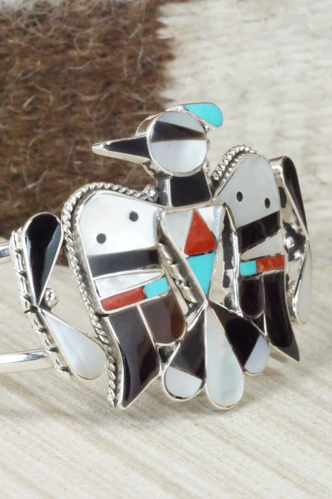 Multi Stone & Sterling Silver Inlay Bracelet - Bobby Shack