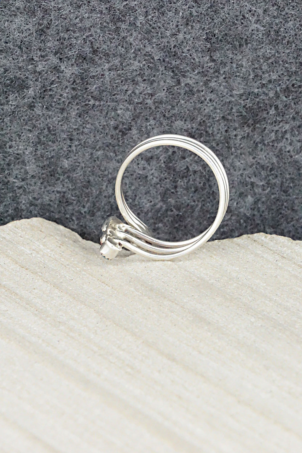 Turquoise, Coral & Sterling Silver Ring - Hazel Pablito - Size 6.5
