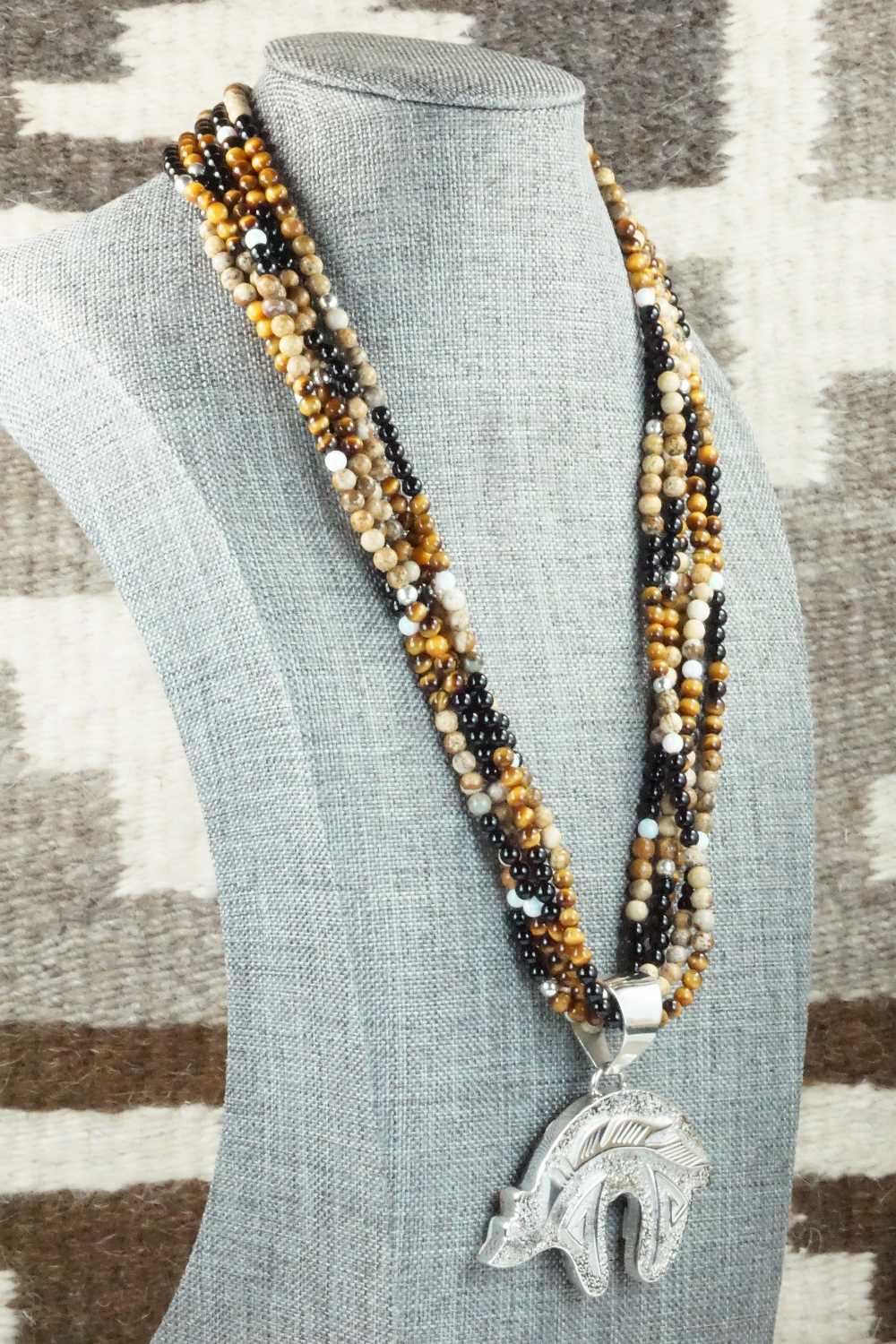 Multi Stone & Sterling Silver Necklace - Charlie Bowie