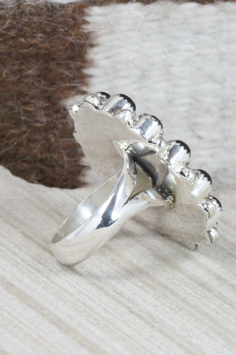 Onyx & Sterling Silver Ring - Sandra Parkett - Size 8 (Adj.)