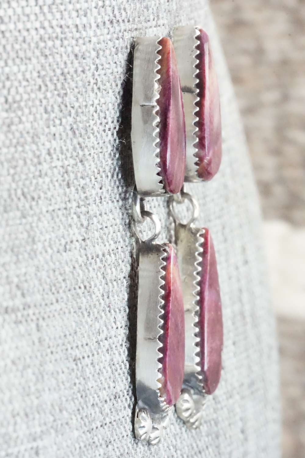 Spiny Oyster & Sterling Silver Earrings - Selina Warner