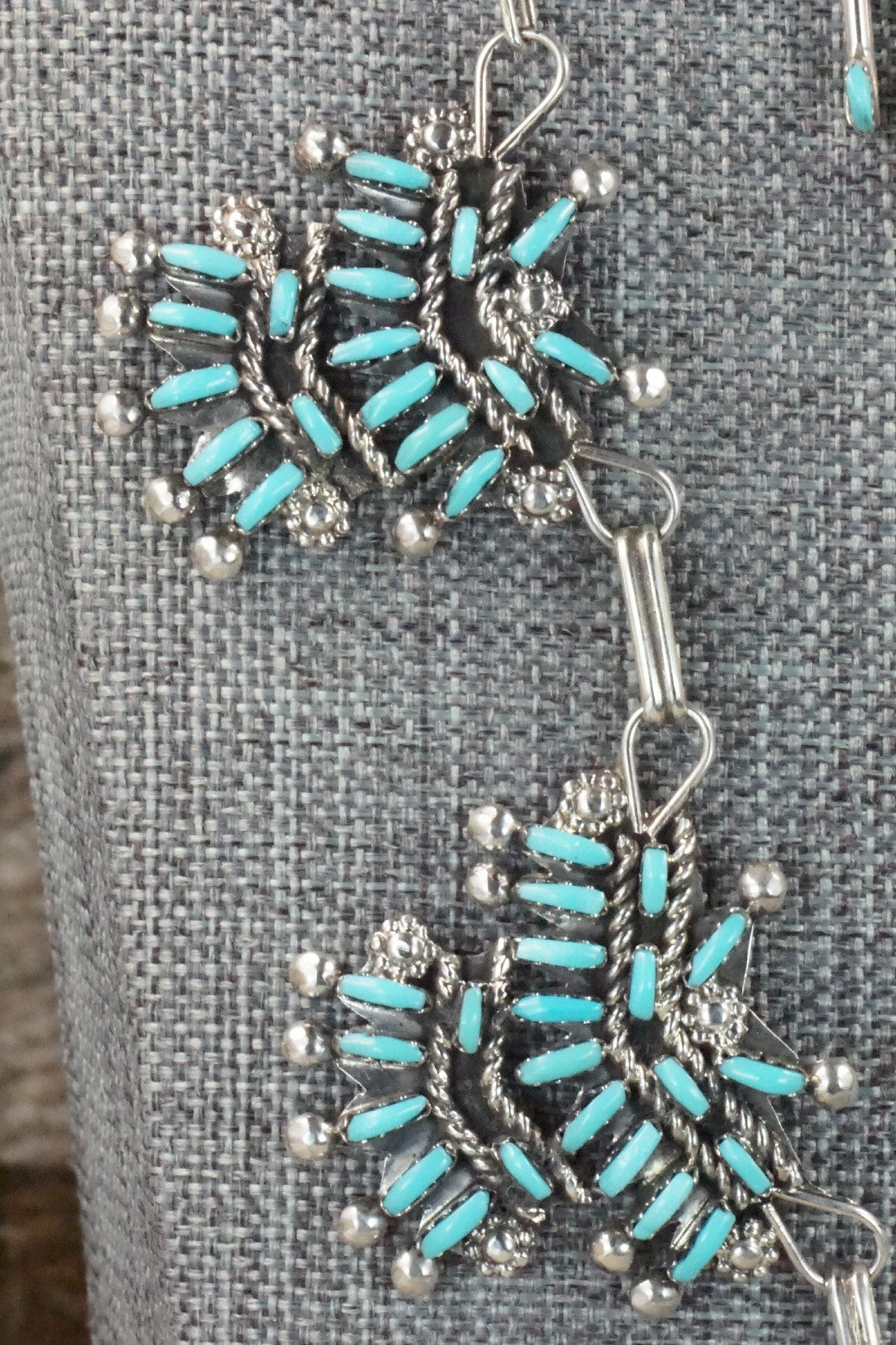 Turquoise & Sterling Silver Necklace and Earrings Set - Keith Leekity