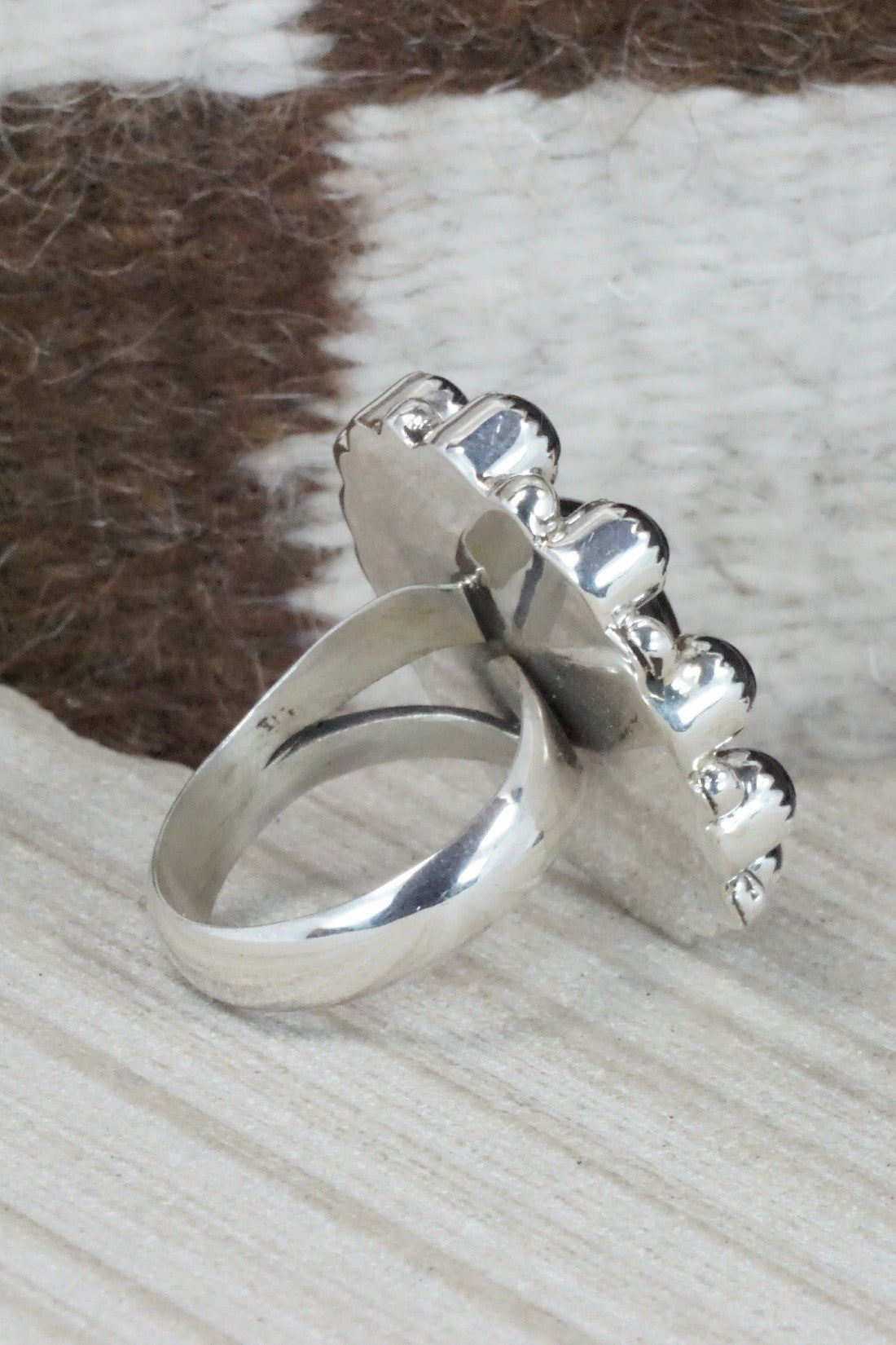 Onyx & Sterling Silver Ring - Sandra Parkett - Size 8.5 (Adj.)