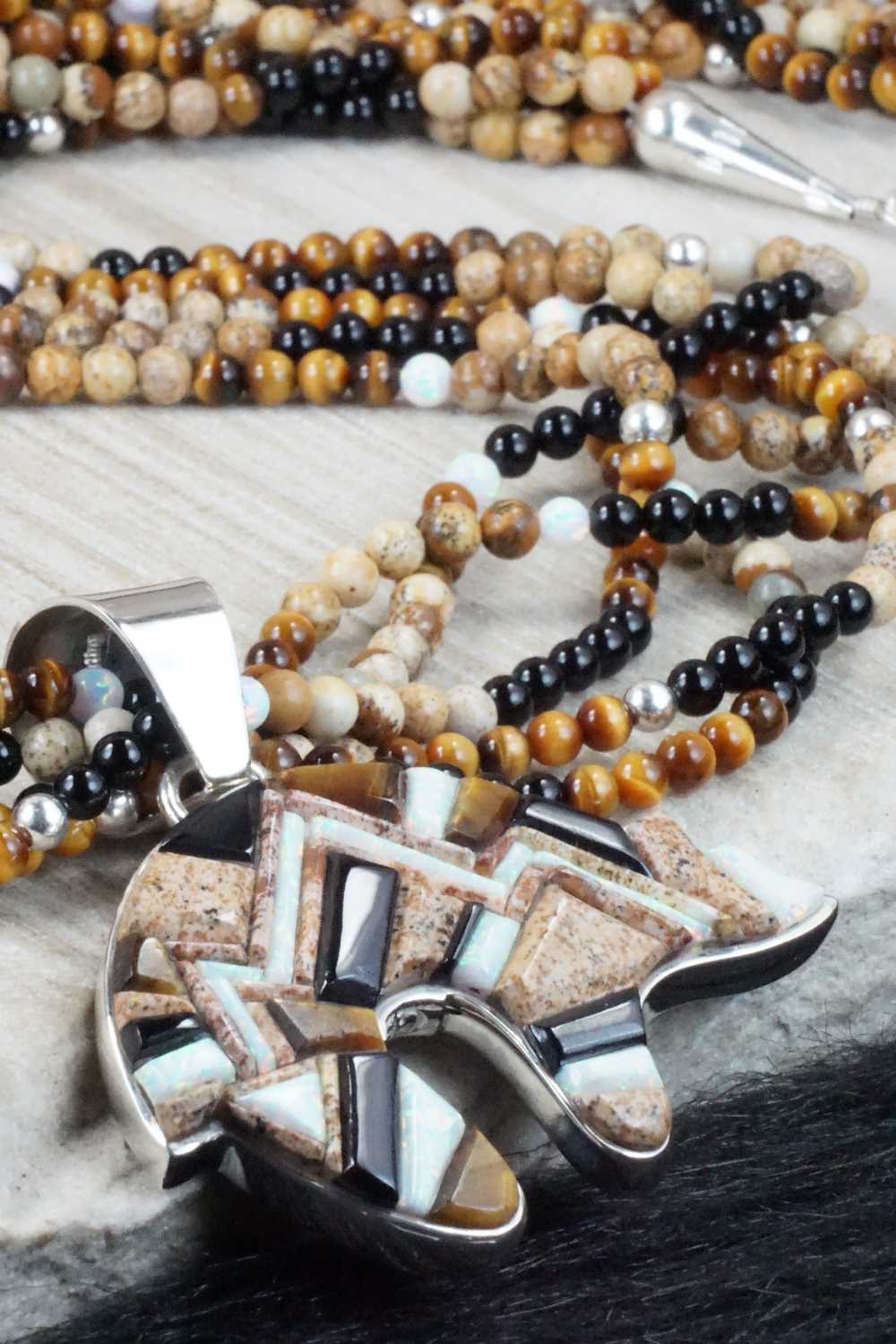 Multi Stone & Sterling Silver Necklace - Charlie Bowie