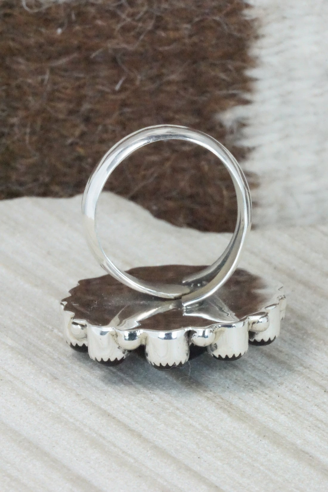 Onyx & Sterling Silver Ring - Sandra Parkett - Size 8.5 (Adj.)