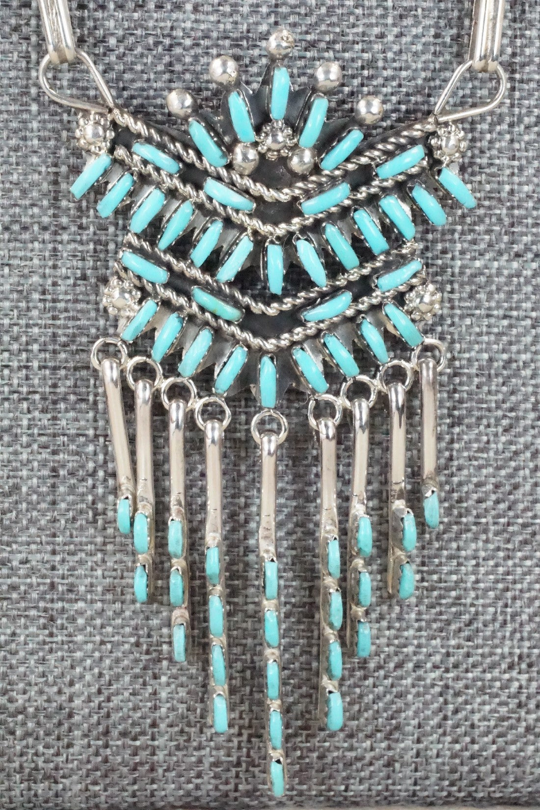 Turquoise & Sterling Silver Necklace and Earrings Set - Keith Leekity
