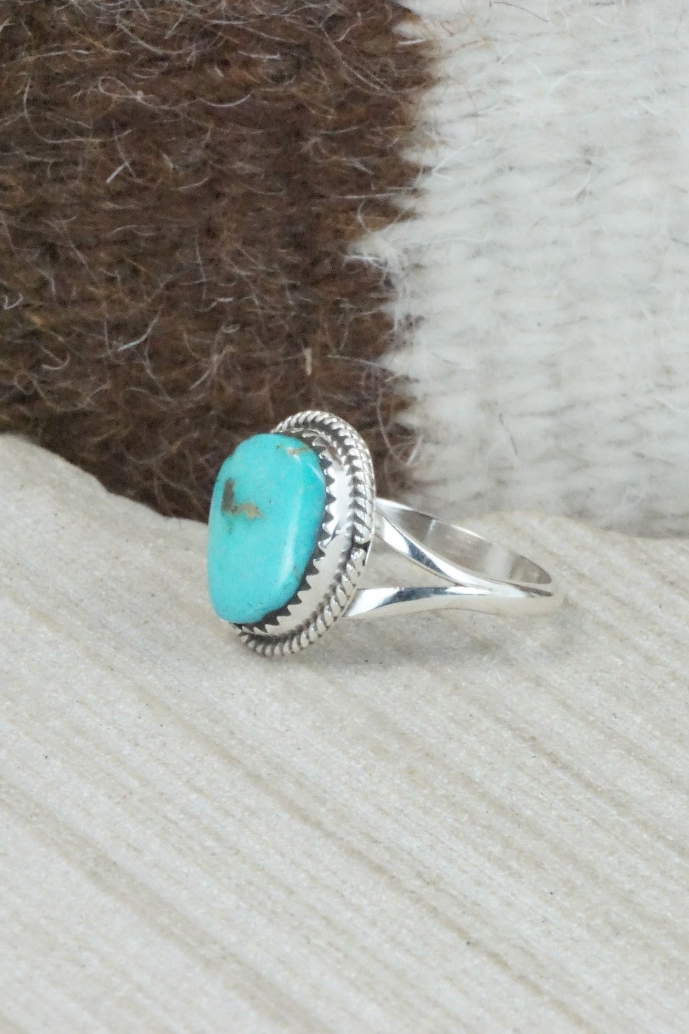 Turquoise & Sterling Silver Ring - Jamie Saunders - Size 8