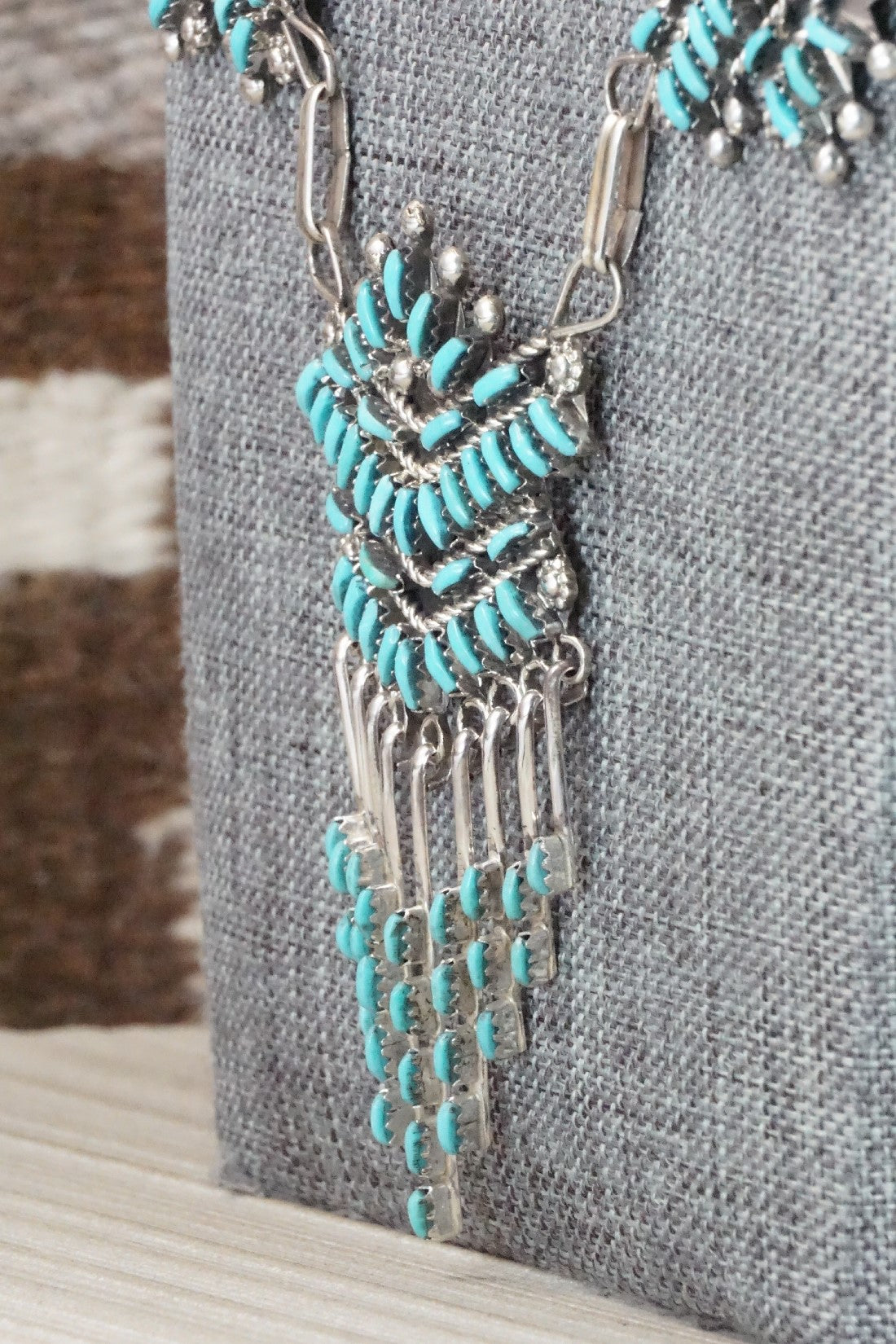 Turquoise & Sterling Silver Necklace and Earrings Set - Keith Leekity