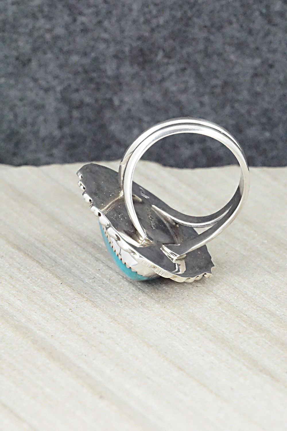 Turquoise & Sterling Silver Ring - Leslie Nez - Size 8.5