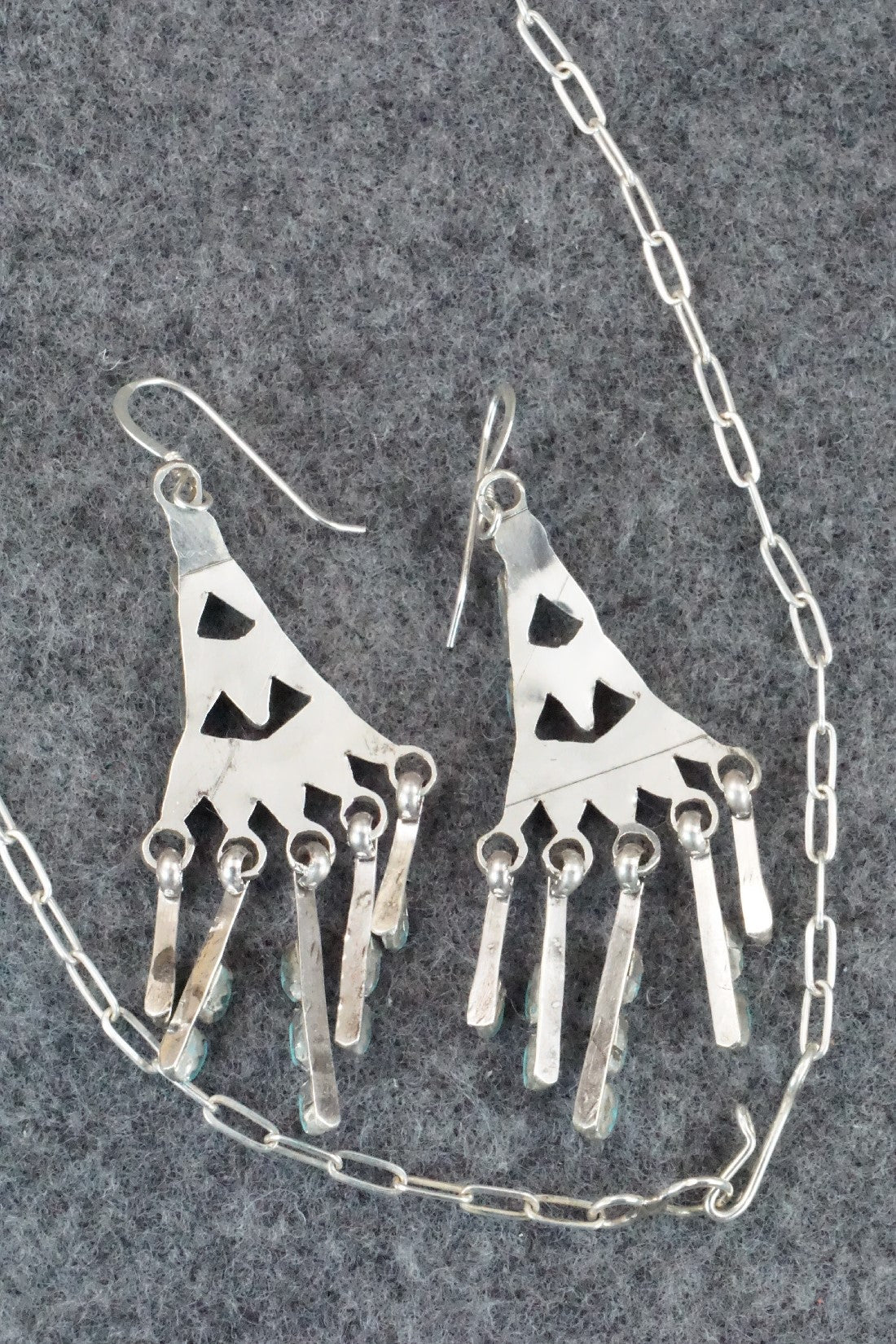 Turquoise & Sterling Silver Necklace and Earrings Set - Keith Leekity