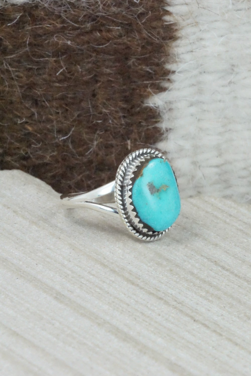 Turquoise & Sterling Silver Ring - Jamie Saunders - Size 8