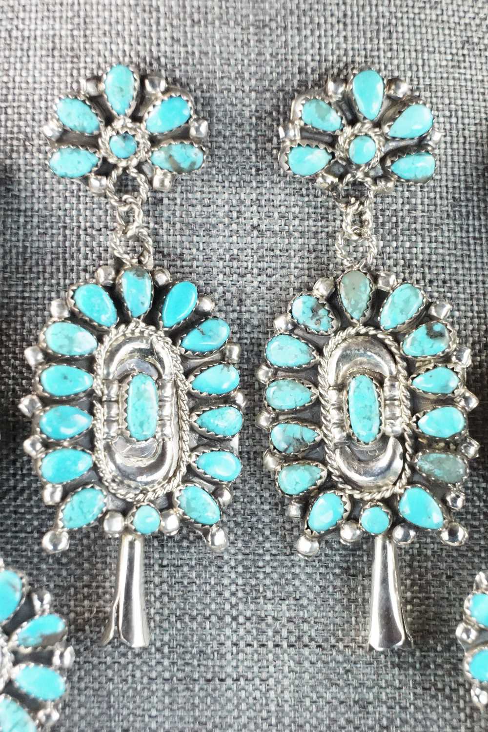 Turquoise & Sterling Silver Squash Blossom Set - Victor Begay