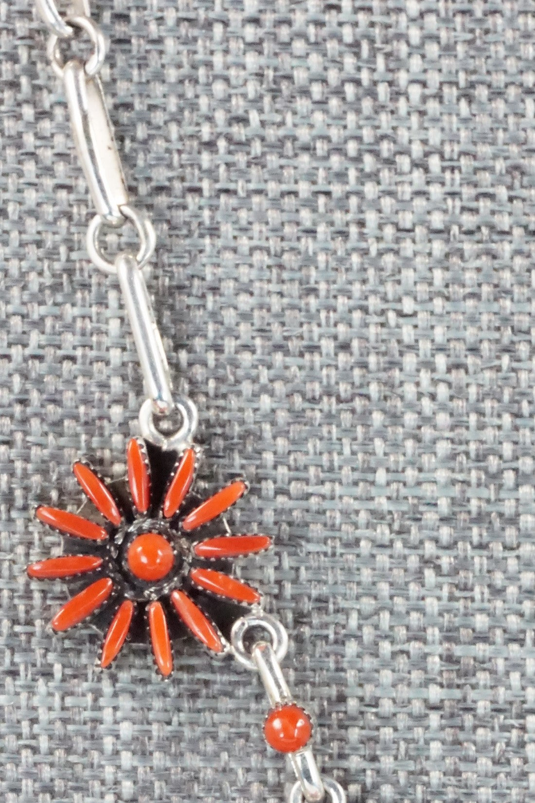 Coral & Sterling Silver Necklace and Earrings Set - Mildred Ukestine
