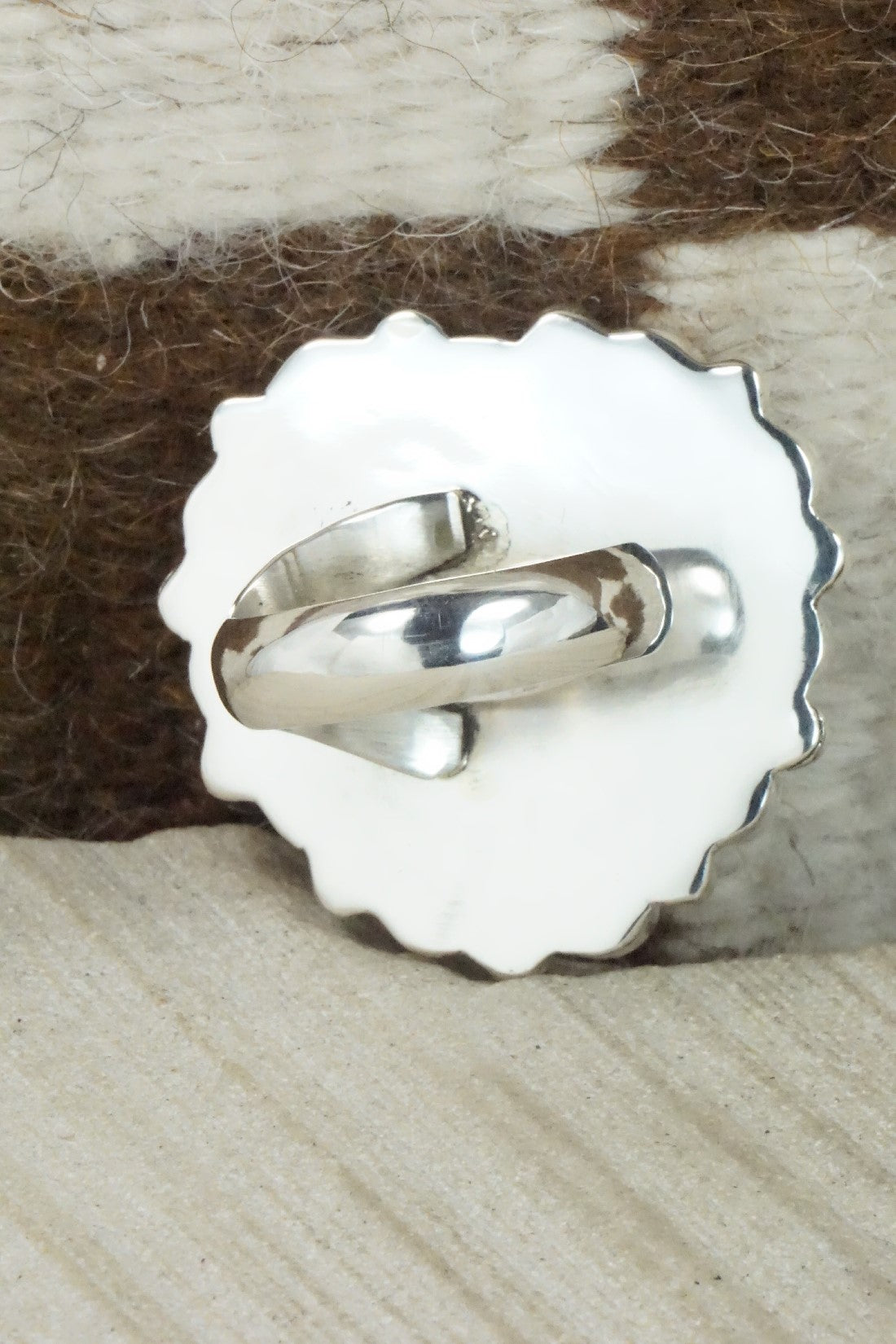 Onyx, Spiny Oyster & Sterling Silver Ring - Sandra Parkett - Size 8 (Adj.)