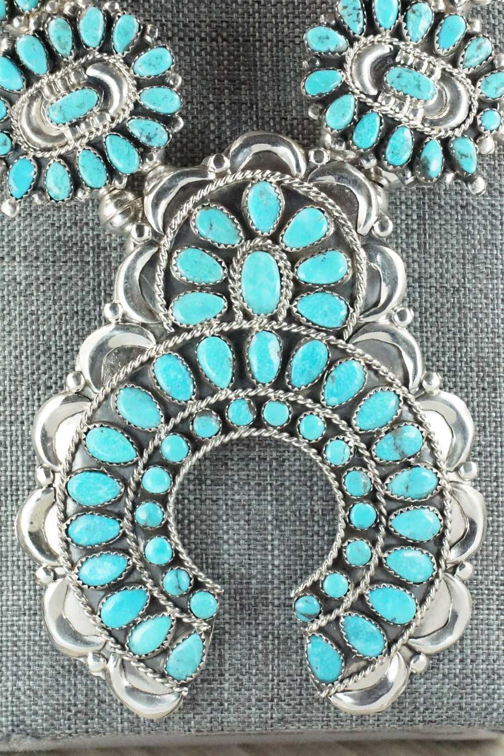 Turquoise & Sterling Silver Squash Blossom Set - Victor Begay