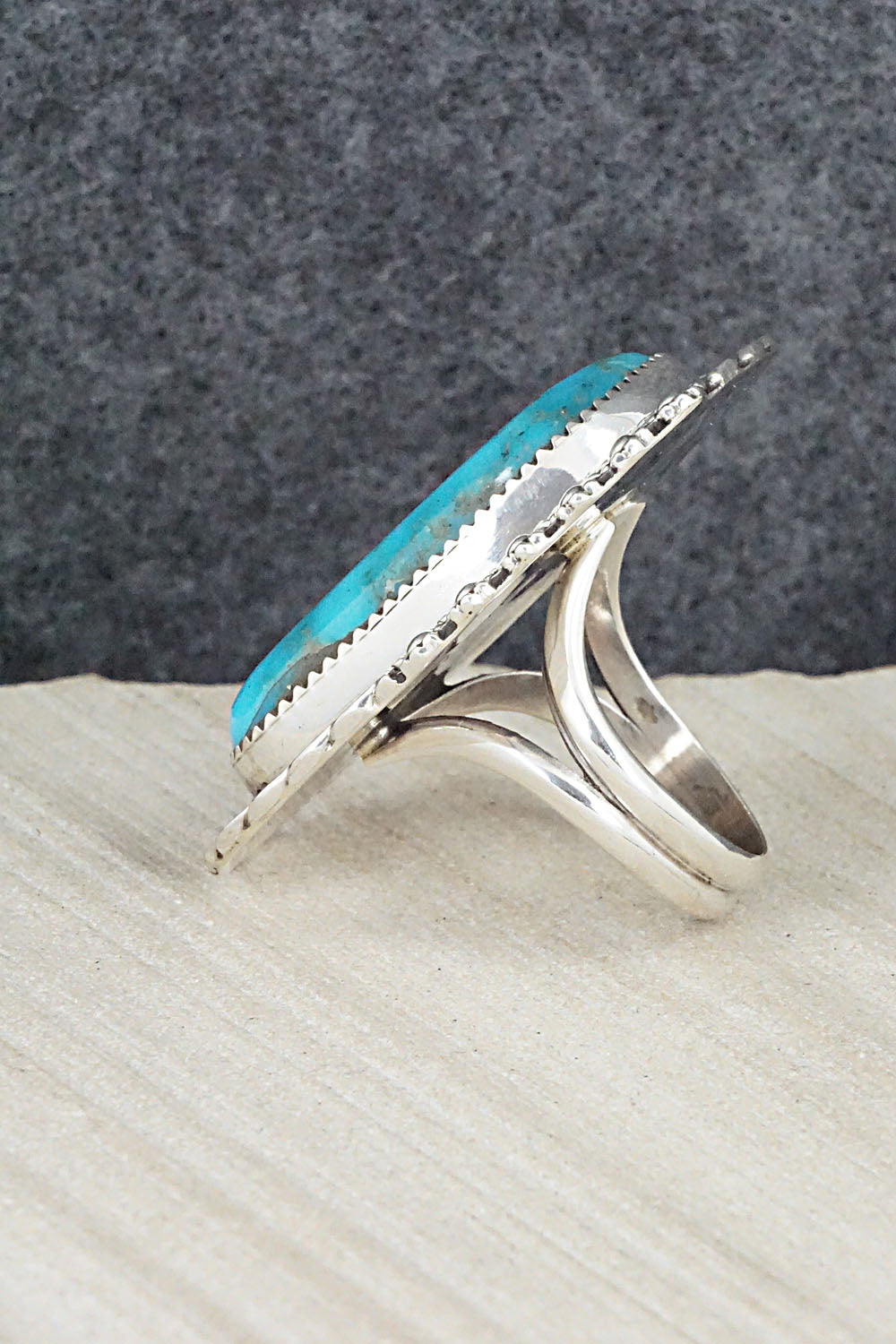 Turquoise & Sterling Silver Ring - Leslie Nez - Size 9.75