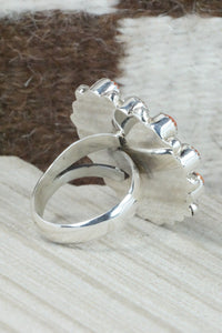 Onyx, Spiny Oyster & Sterling Silver Ring - Sandra Parkett - Size 8 (Adj.)