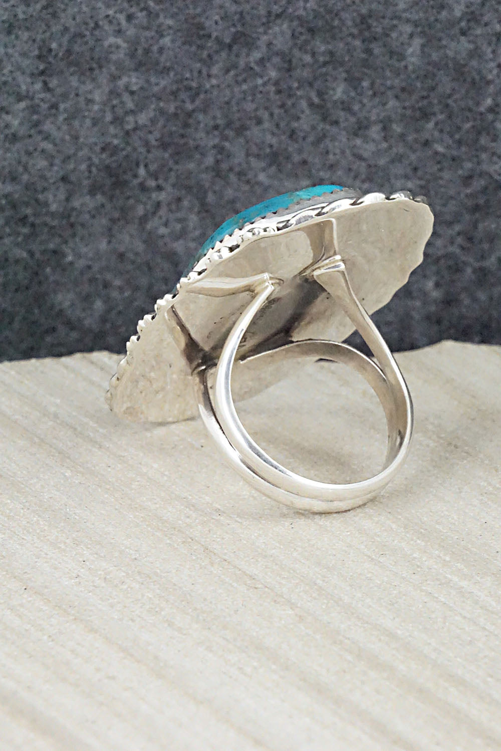 Turquoise & Sterling Silver Ring - Leslie Nez - Size 9.75