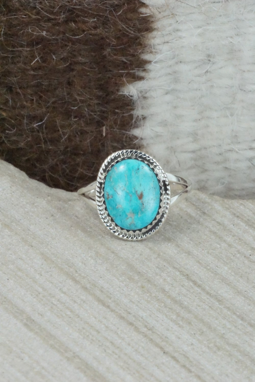 Turquoise & Sterling Silver Ring - Jamie Saunders - Size 8.5