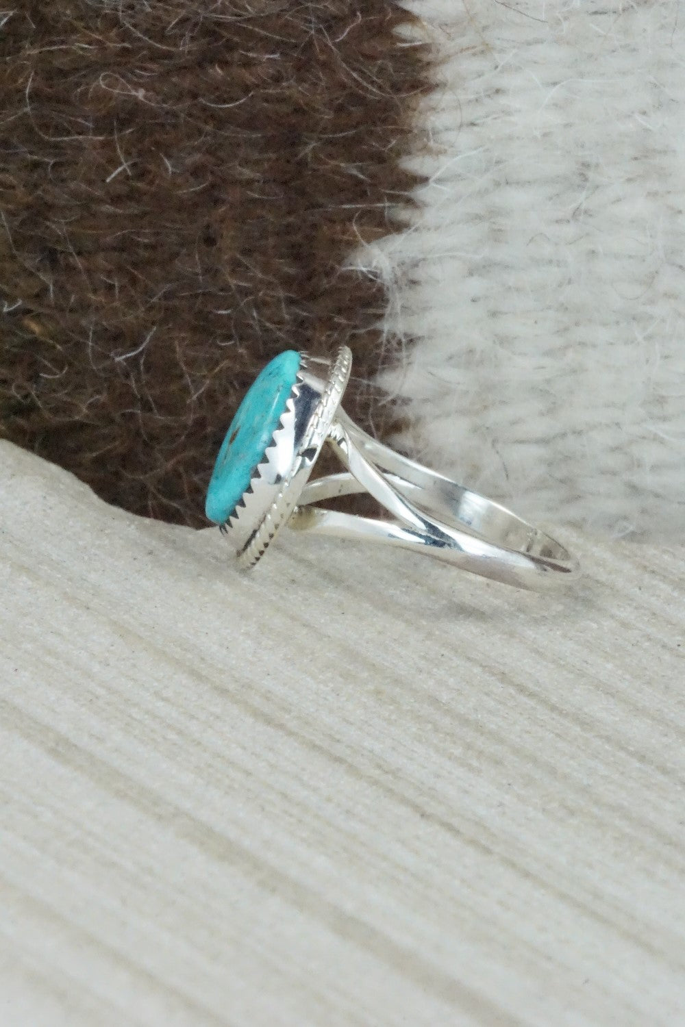 Turquoise & Sterling Silver Ring - Jamie Saunders - Size 8.5